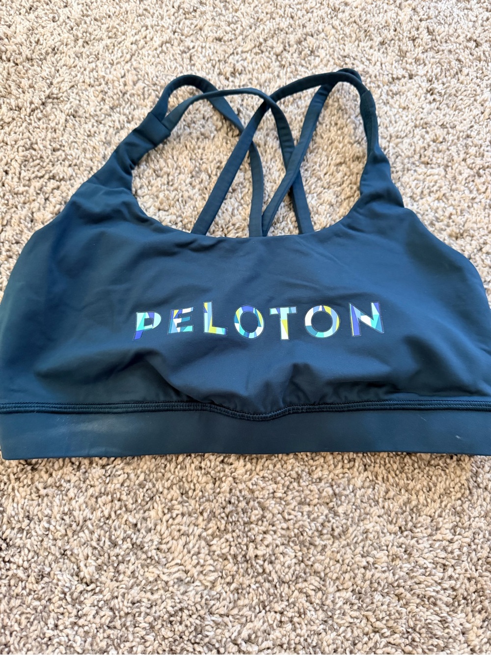 lululemon athletica Navy Strappy Sports Bra with Multicolor Logo